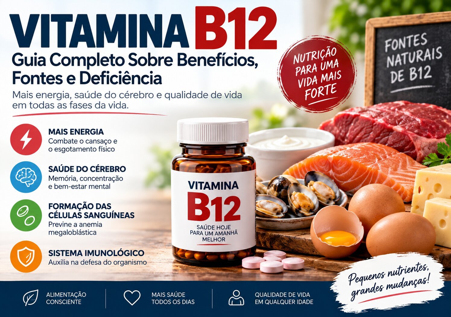 Vitamina B12: Guia Completo Sobre Benefícios, Fontes e Deficiência