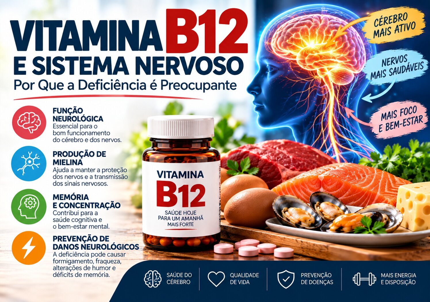 Vitamina B12 e Sistema Nervoso: Por Que a Deficiência é Preocupante